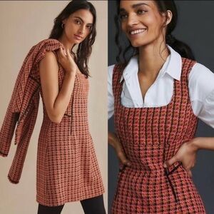 Anthropologie Maeve tweed plaid dress and jacket set